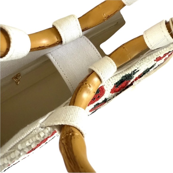 NWT Sol Mer Beaded Strawberry Crossbody Bamboo Handle Bag - Picture 6 of 10